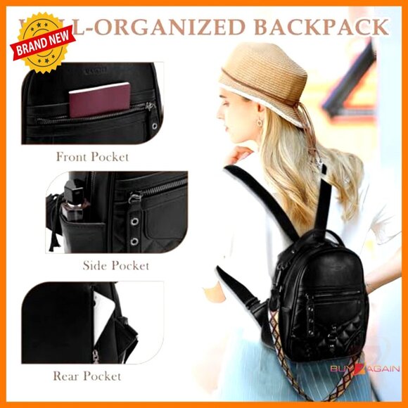 Vegan Leather Mini Backpack Purse with Adjustable Straps, Compact Size